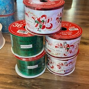 5 new unopened rolls of Christmas ribbon